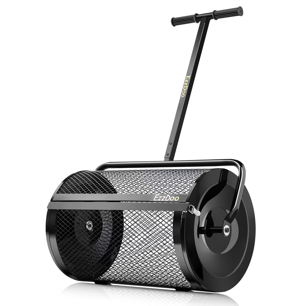 EzzDoo NEW DESIGN Compost & Peat Moss Spreader for Lawn and Garden - Multi-Purpose Top Dressing Spreader - 24 Inch